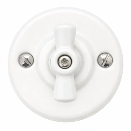 Natynkowy włącznik obrotowy schodowy biały Ceramic Classic Loft (R120M)