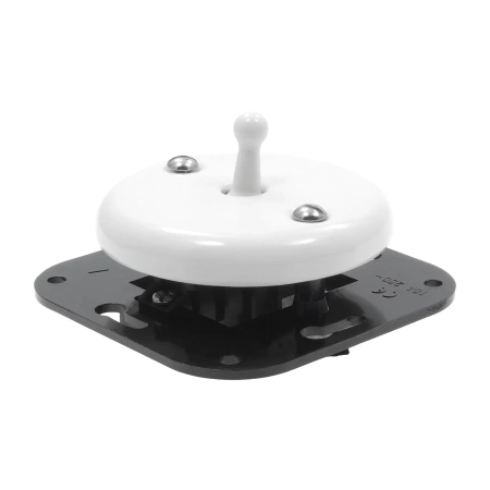 Włącznik dzwonkowy dźwigniowy ceramiczny, okrągły z ramką, podtynkowy biały Ceramic Loft