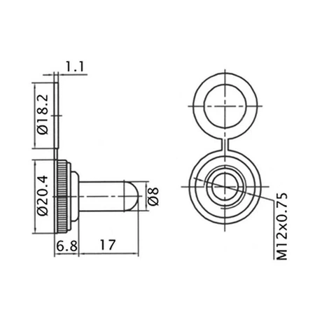 Gumowa osłona WPC-02 do przełączników KN3 z gwintem M12 × 0,75