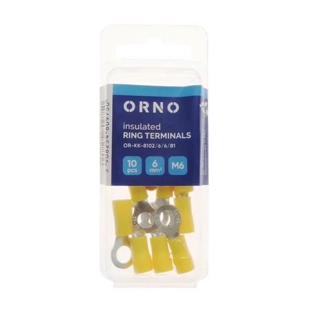 Końcówka oczkowa izolowana 6mm2 oczko na śrubę M6, blister 10szt.
