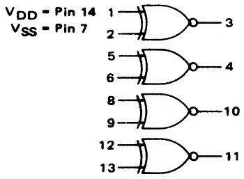 Bramka XNOR 4077 - 4 kanały - 3÷15V - DIP14