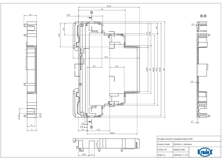Obudowa modułowa na szynę DIN ZD1001J-A, 90 × 18 × 65 mm, ABS, szara, Kradex