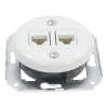 Gniazdo Ethernet Cat.6 x2 okrągłe białe ceramiczne podtynkowe z ramką drewnianą jasną - Ceramic Loft