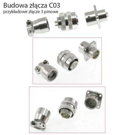 Gniazdo + wtyk na panel, aluminiowy, szybkozłącze, seria C03 / 7 pin