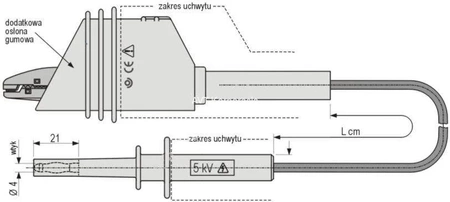 Przewód bezpieczny w.n. 5kV 2x wtyk czarny, 1m