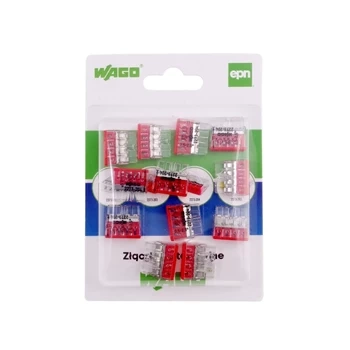 Szybkozłącze instalacyjne do przewodów jednodrutowych WAGO x4 24A 450V 0.5-2.5mm2, blister 12szt.