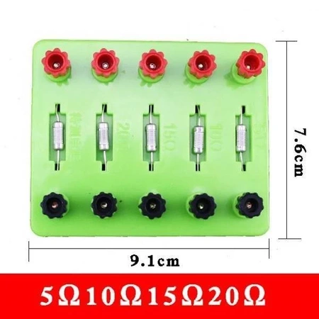 Rezystory 5/10/15/20 om na podstawce - do doświadczeń i budowy obwodów elektrycznych