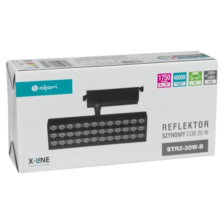 Reflektor szynowy LED, 20W, 1750lm, 4000K, czarny, X-LINE