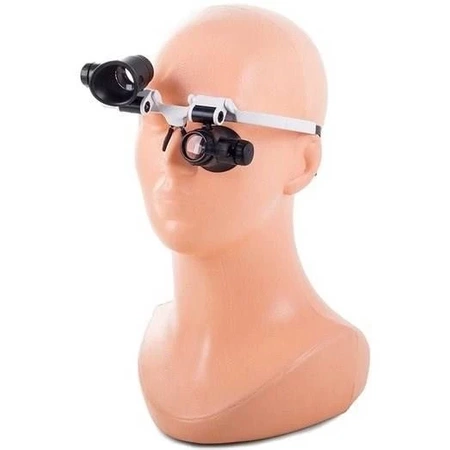 Lupa nagłowna, okulary zegarmistrzowskie, powiększenie 8x i 23x, 2 diody LED