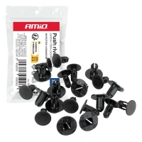 Nity plastikowe rozporowe do samochodu, trzon 6 × 13 mm, kołnierz 19 mm, czarne, 10 szt. - AMiO 05026