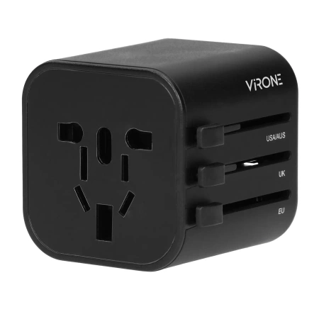 Adapter podróżny Virone TA1 Go World 100–240V 8A – uniwersalna przejściówka EU UK USA AUS