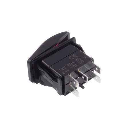 Przełącznik chwilowy (ON)-OFF 5-pin 2 LED czerwone, Carling