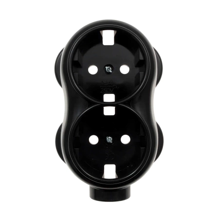 Gniazdo elektryczne Schuko podwójne, montaż natynkowy, kolor czarny, seria Retro PRL