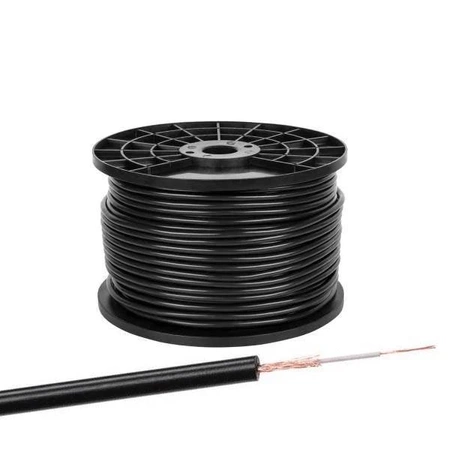 Przewód mikrofonowy mono, 1 żyła + ekran, średnica 6 mm, czarny, 1 mb