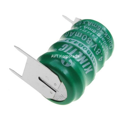 Akumulator NiMH 4.8V 80mAh, wyprowadzenia: 3 piny