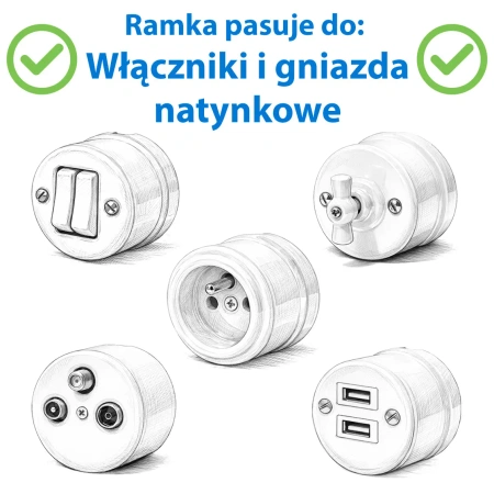 Ramka ceramiczna biała 2-modułowa do gniazd i włączników natynkowych Ceramic Classic Loft