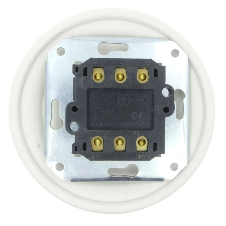 Włącznik światła krzyżowy obrotowy z ramką, ceramiczny, montaż podtynkowy, kolor biały Ceramic Loft