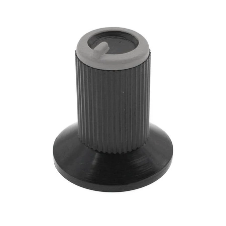 Gałka z kołnierzem do potencjometru na oś 6mm - 18x19mm - czarna, szary znacznik - N-0