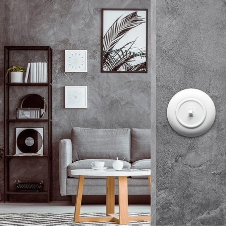 Włącznik pojedynczy dźwigniowy, okrągły, biały, podtynkowy, 10 A, Vintage Loft