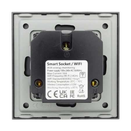 Gniazdko elektryczne z watomierzem - sterowanie WiFi + Bluetooth - szklana ramka - czarne - Tawoia Smart Home