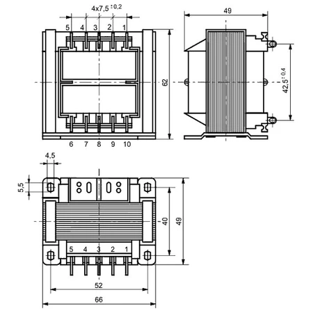 Transformator TS25/008 2x9V-2x1.35A
