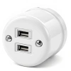Ładowarka USB A+A 15W/35W okrągła biała ceramiczna natynkowa - Ceramic Classic Loft