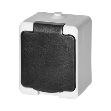 Gniazdo pojedyncze ORNO AQUATIC MINI IP54 16A 230V natynkowe biało-czarne