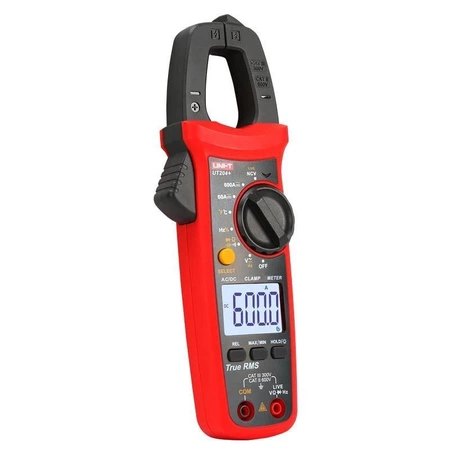 Miernik cęgowy Uni-T UT-204+, 600 A AC/DC, szczęki 28 mm, True RMS, NCV, temperatura