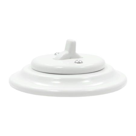 Włącznik dzwonkowy kołyskowy ceramiczny, okrągły z ramką, podtynkowy biały Ceramic Loft