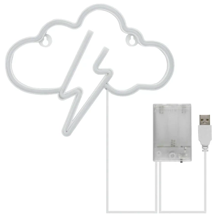 Neon LED "chmurka", dekoracja LED 29x23cm zasilanie z baterii lub USB