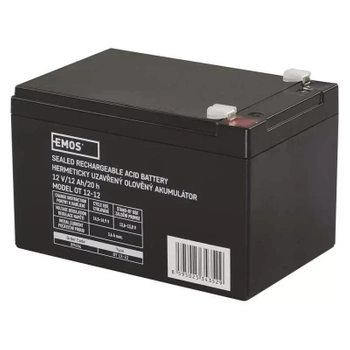 Akumulator AGM bezobsługowy, 12 V, 12 Ah, 151 × 98 × 96 mm, 3,3 kg, EMOS B9656