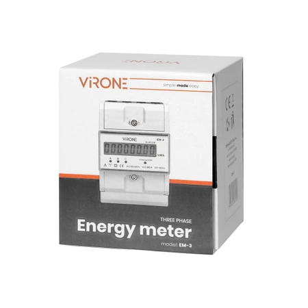 Watomierz, Licznik energii 3-fazowy, 80A, wyjście impulsowe, na szynę DIN , OR-EM-3 VIRONE EM3