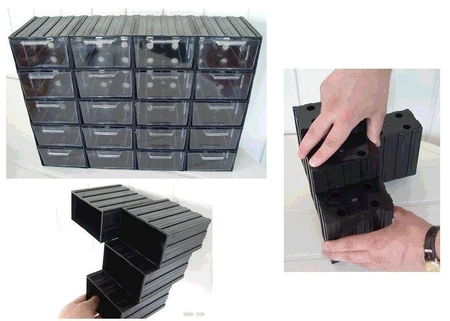 Magazynek szufladkowy modułowy - 10 szufladek, Konger PP210