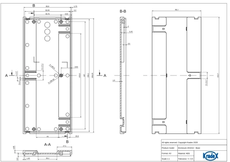 Obudowa modułowa na szynę DIN ZD1012J, 89,8 × 213,8 × 65,2 mm, ABS, szara, Kradex
