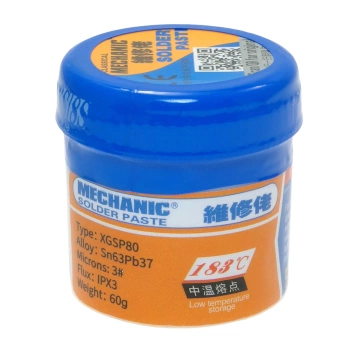 Pasta lutownicza XGSP80, Sn63/Pb37, 183°C, słoiczek 60 g, Mechanic