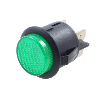 Przełącznik OFF-ON bistabilny, przycisk zielony z podświetlaniem 12V