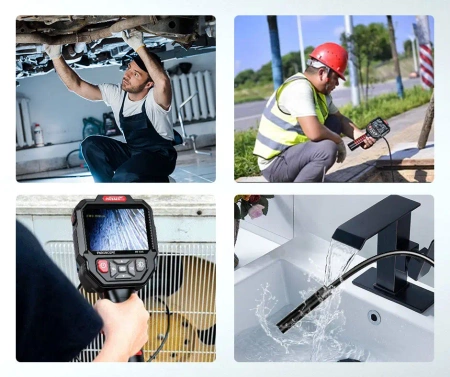 Przemysłowy endoskop ręczny HD z ekranem 3.5" IPS, IP67, rozdzielczość 1080P, elastyczny przewód 10m, Noyafa NF-615