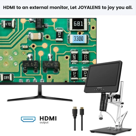 Mikroskop laboratoryjny do elektroniki, biologii i badań próbek, 3 obiektywy, ekran 10″ – Andonstar AD249S-M