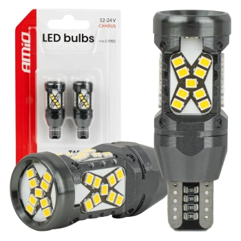 Żarówki LED W16W T15 CANBUS 12/24 V, 45 diod SMD 2016, światło białe, 2 szt. - AMiO 04992