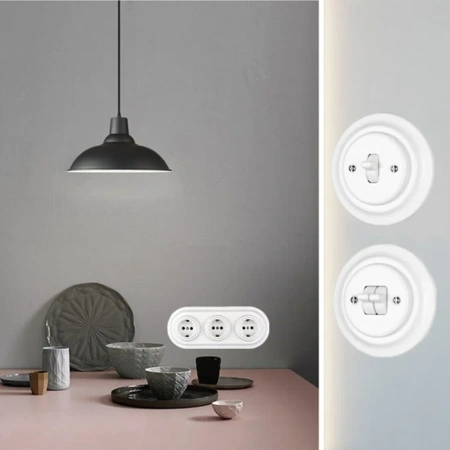 Włącznik dzwonkowy kołyskowy ceramiczny, okrągły podtynkowy czarny Ceramic Loft