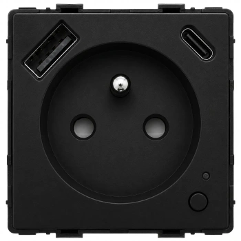 Gniazdko elektryczne z uziemieniem z USB A+C 20W z pomiarem energii (watomierz) ZigBee czarne podtynkowe (moduł bez ramki) - TAWOIA Smart Home