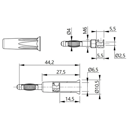Wtyk izolowany 4mm lamelkowy, lutowany 32A, niebieski