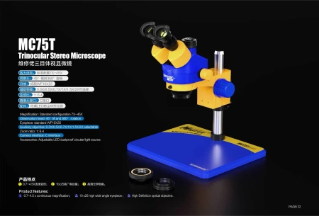 Mikroskop trzy-okularowy stereo MC75T-B11 Mechanic