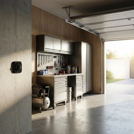 Włącznik schodowy okrągły biały ceramiczny podtynkowy z ramką - Ceramic Loft