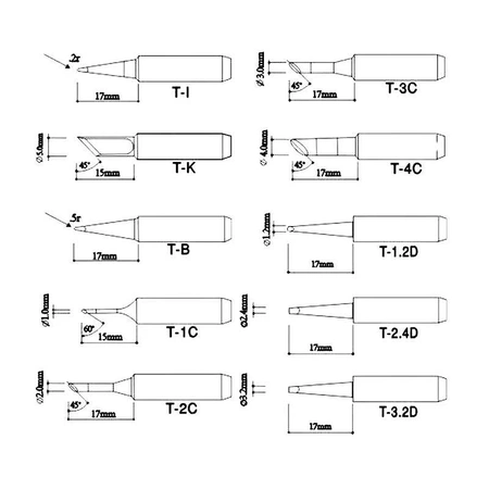 Zestaw 10 grotów do stacji lutowniczych - do Yihua, Aoyue, Repro, Zhaoxin, WEP i inne