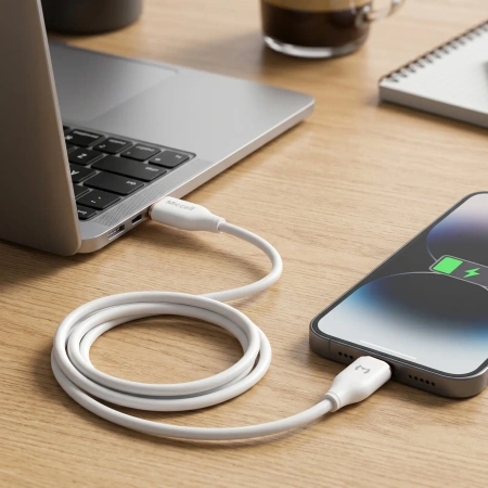Kabel USB-C - USB-C, 100 W, 1,5 m, biały, Miccell, MIC-004050