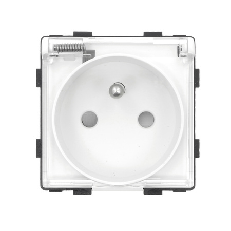 Gniazdo elektryczne IP44 z klapką - szklana ramka - białe - Tawoia Glass
