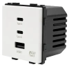Ładowarka USB A + 2xC 65W GaN biała podtynkowa (moduł bez ramki) - TAWOIA Glass