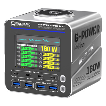 Stacja ładowania G-POWER, GaN 160 W, wielokanałowa, biurkowa, Mechanic