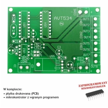 Karta wyjść cyfrowych RS485 VCC - Klocki RS485 - PCB i mikroprocesor do projektu AVT 534
